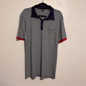 G/Fore Pima Cotton Striped Golf Polo Size Large Navy White
